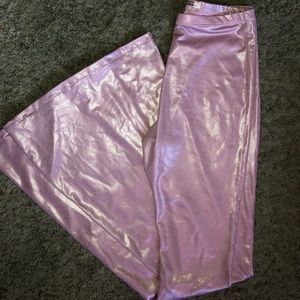 Glittery wet-look bellbottoms